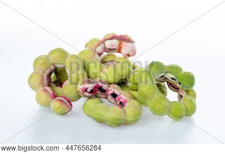 Manila Tamarind Fruit. Manila Tamarind (pithecellobium Dulce) On White Background. Fresh Manila Tama