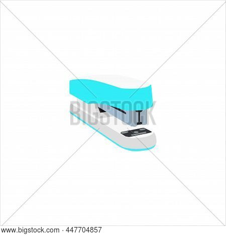 Turquoise Stapler, Office Device, Isolated On White Background.