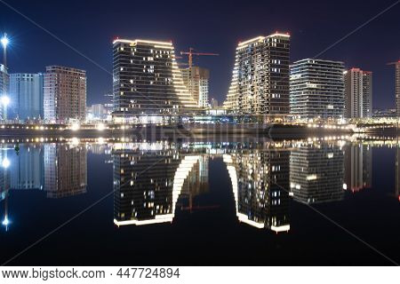 Modern contemporary acrhitecture in Belgrade Waterfront on river Sava, Capitol of Serbia
