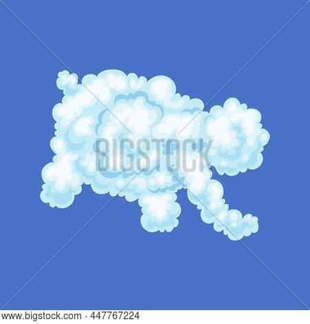 Fluffy Cloud In Shape Funny Animal Elephant On Blue Background.