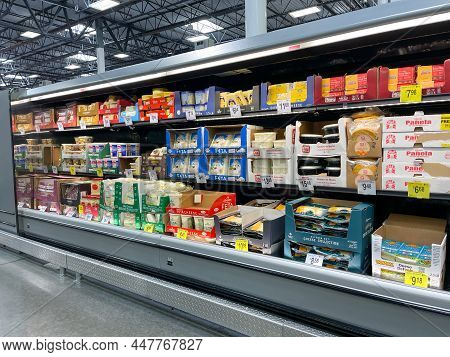 Orlando, Fl Usa - September 10, 2021: The Fresh Cheese Aisle Of A Sams Club Wholesale Grocery Store 