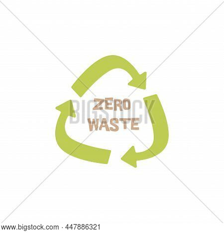 Three Green Circular Arrows In The Shape Of A Triangle, Concept Of Waste Recycling And Reuse. Save N