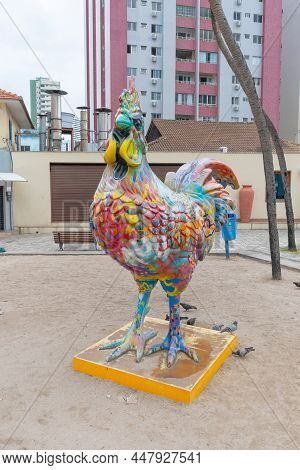 Recife, Pe, Brazil - October 14, 2021: Statue In Honor To The Galo Da Madrugada, Pernambuco Carnival