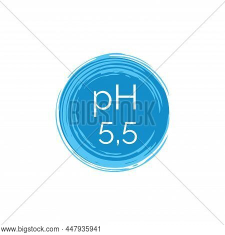 Ph 5, 5 Round Blue Icon. Dermatology Symbol Isolated On White Background. Flat Vector Illustration