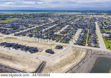Aerial View Of Warman, Saskatchewan On The Canadian Prairies