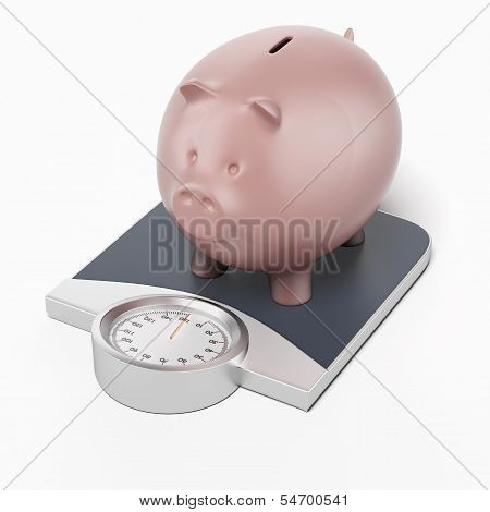 Piggy bank on scales