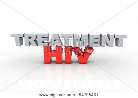 3D Treatment Text Breaking Hiv Text - Fight Hiv Concept