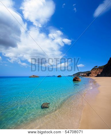 Ibiza Aigues Blanques Aguas Blancas Beach at Santa Eulalia Balearic Islands of spain