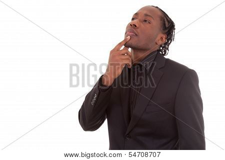 Portrait Of A Young African Amercan Business Man Thinking - Black People