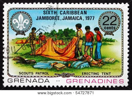 Postage Stamp Grenada 1977 Erecting Tent