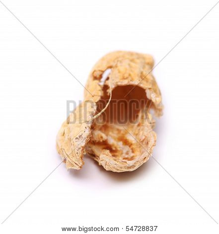 peel of peanut close-up on the white background