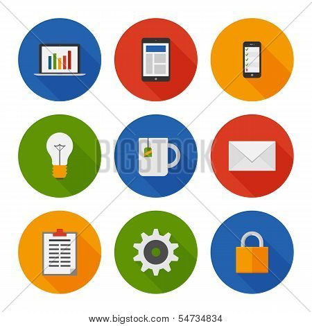 Flat Icons Set. Business. Vector