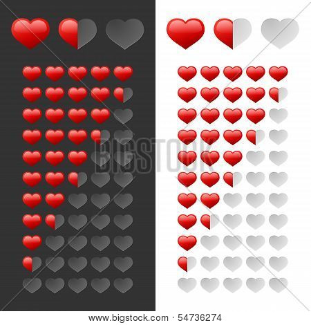 Rating Hearts Set. Vector