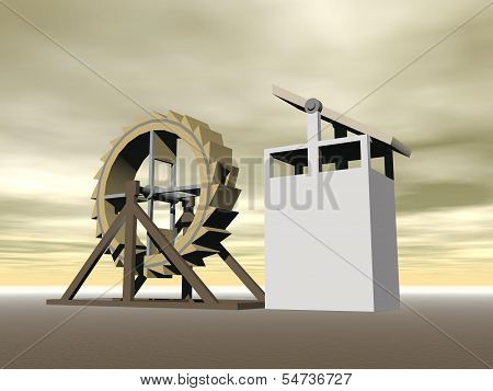 Rad-Maschinengewehr, l. da Vinci 3d Render zu treten