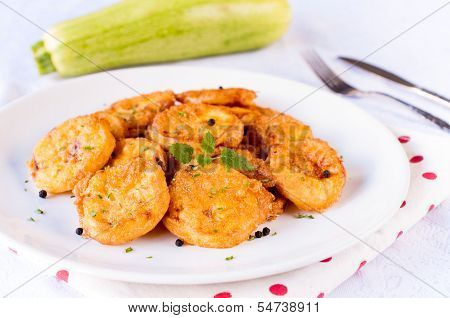 Fried Zucchini On The Plate