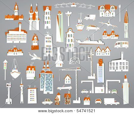 Paper stickers city set