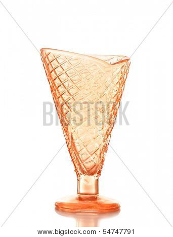 Empty glass ice cream dish isolated on white