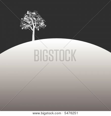Vektor-Baum auf einem Hügel