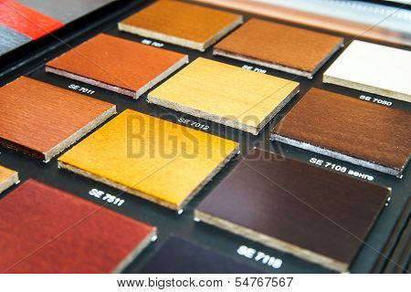 Table Of Samples Of Veneered Wood