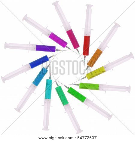 Syringe With Medicine Multicolored