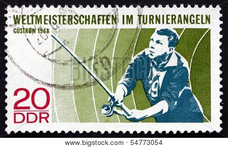 Postage Stamp Gdr 1968 Angler