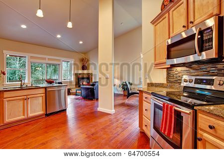 House Interior Open Floor Plan. Kitchen Area