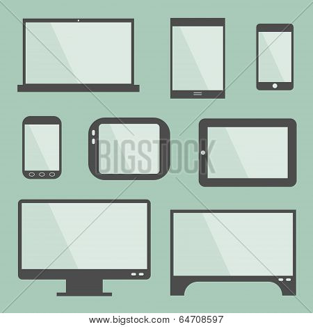 modern gadgets with blank screen