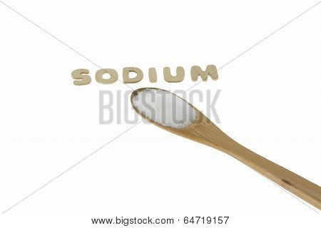 Wooden Spoon Of Salt With The Word - Sodium