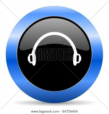 headphones blue glossy icon