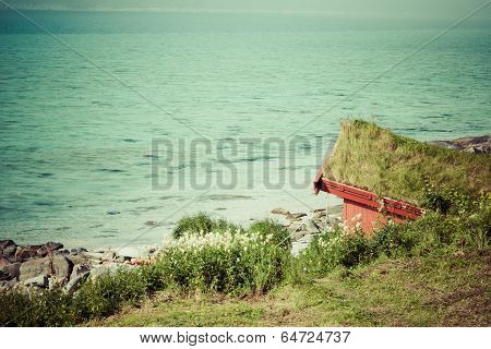 Red House By The See In Lofotn Islands
