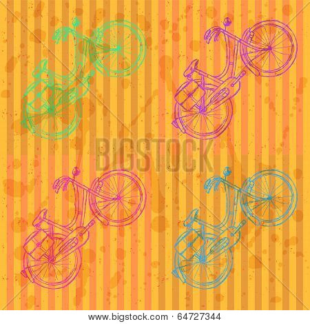 Sketch Bicycle, Vector Vintage Background
