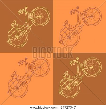Sketch Bicycle, Vector Vintage Background