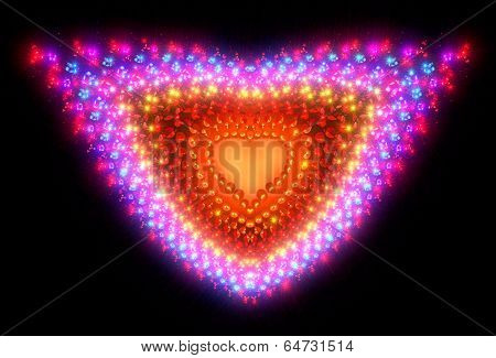 Symbolic diamond heart-shaped red heart that symbolizes love. Fractal art graphics.