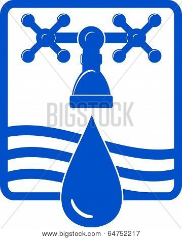 water Drop And Spigot Blue Icon