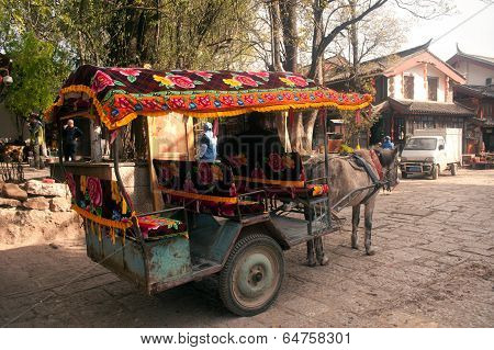 Carriage Service For Torists In Shuhe Ancient Town.