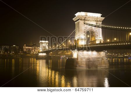 Budapest Chain Bridge at Night