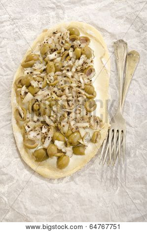Mediterranean Tarte Flambee With Olive