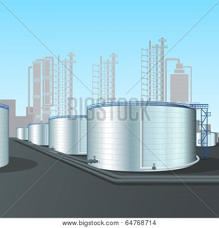 Refinery Vertical Steel Tank Farm With Pipeline