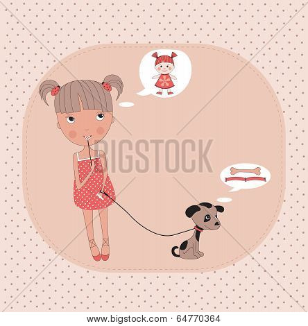 Little girl with a dog.