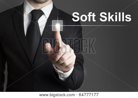 businessman push button soft skills