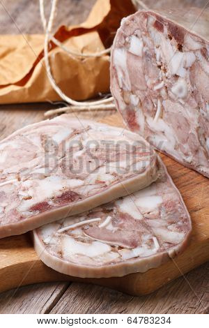 Headcheese Chopped Macro. Vertical