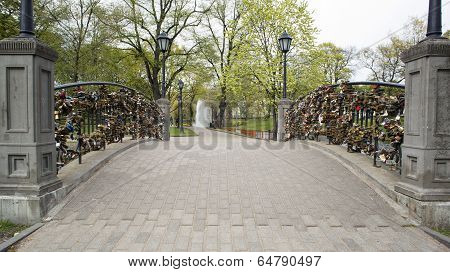 padlocks on bridge of lovers