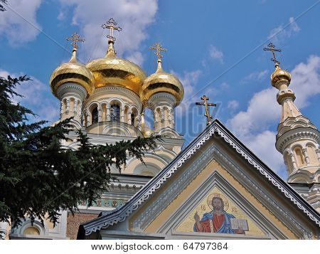 Crimea, Yalta, the Cathedral of  St. Prince Alexander Nevsky.  25 June 2013