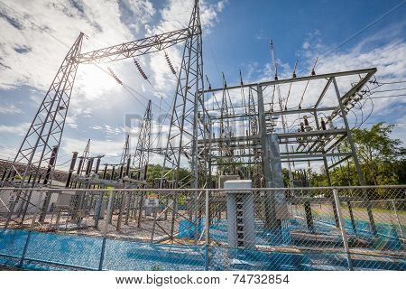 Part Of High-voltage Substation With Switches And Disconnectors