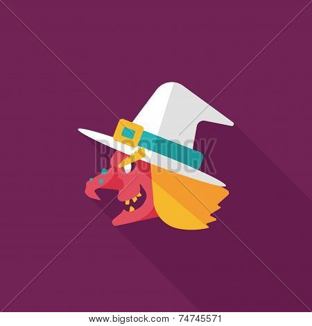 Witch Hat Flat Icon With Long Shadow,eps10