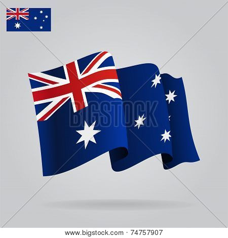 Flat and waving Australian Flag. Vector