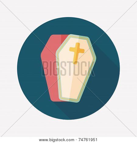 Coffin Falt Icon With Long Shadow,eps10