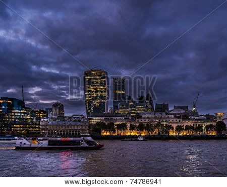City Of London Skyline At Dusk