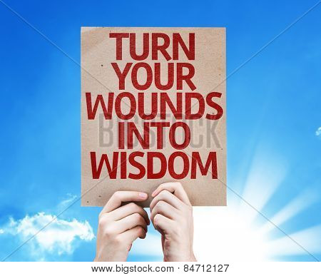 Turn Your Wounds Into Wisdom card with sky background