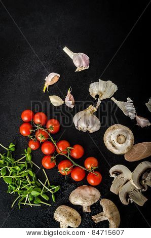 Bio Garlic, Spices And Wild Mushrooms From The Home Garden